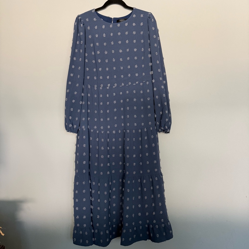 Blue Maxi Dress with Bishop Sleeves